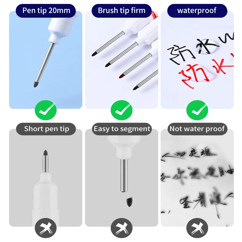 6Pcs White Deep Hole Long Nib Head Oily Permanent Art Markers