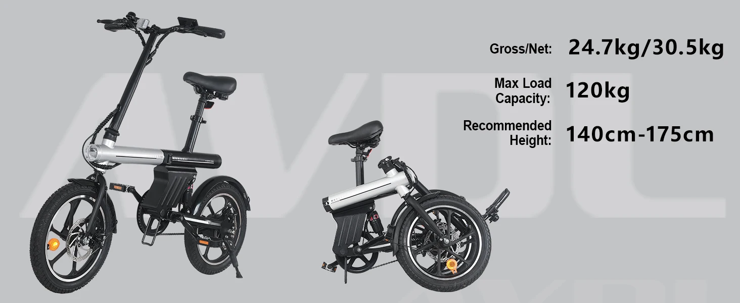 VDL A11 Unisex-Klapp-E-Bike, 16 Zoll, 36 V, 12,8 Ah Reichweite max. 60 km, schnell zusammenklappbares Design, 3 Fahrmodi und verstellbarer Sitz – Detail 11