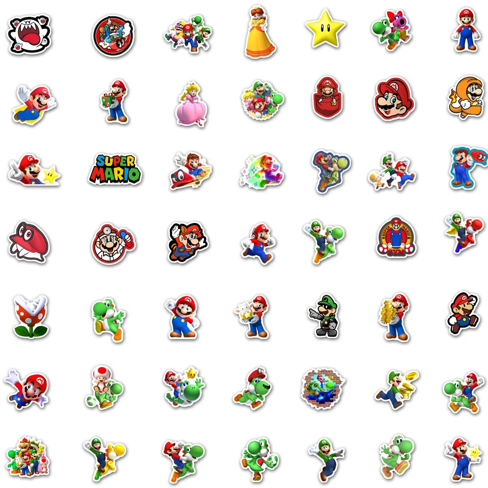 10/30/50/100pcs Cartoon Super Mario Game Stickers for Laptop Skateboard Phone Waterproof Cute Anime Decal Sticker Kids Toys Gift