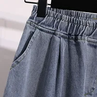 Plus Size Jeans For Women 2025 Autumn New Arrival Large Size Loose Wide Leg Blue Denim Pants Women High Waist Women's Trousers - Image 6