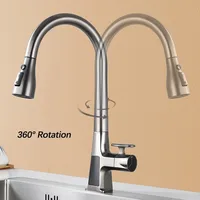 Kitchen Sink Intelligent Sensor Digital Display Pull-Out Faucet Non-Contact Switch Cold And Hot Three-Mode Outlet Basin Faucet 4