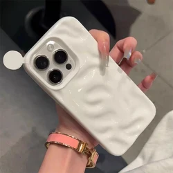 Sleek Meteorite Pattern Shockproof Phone Case with Solid Color Design - iPhone 15 (White)