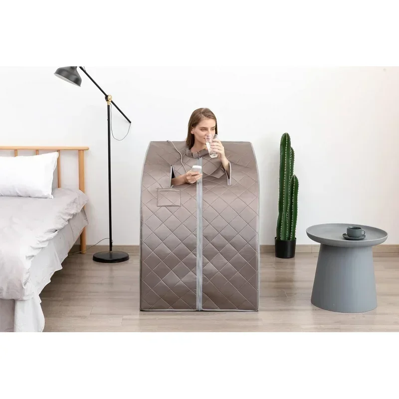 Portable Far Infrared Sauna Full Body Sauna Tent with Heating Foot Pad & Folding Chair for Relaxation & Detox 5