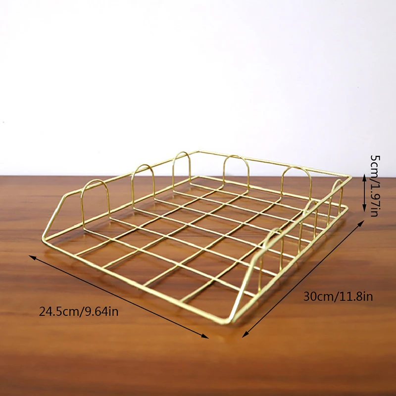 Metal Stackable Paper Tray Desk Organizer 1pcs