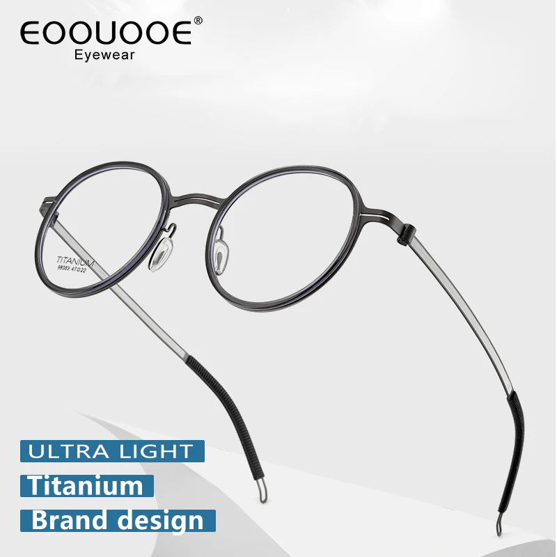 

New Men Women Titanium Eyewear Brand Design Round Optical Glasses Myopia Oculos Hyperopia Progressive Anti-Reflection