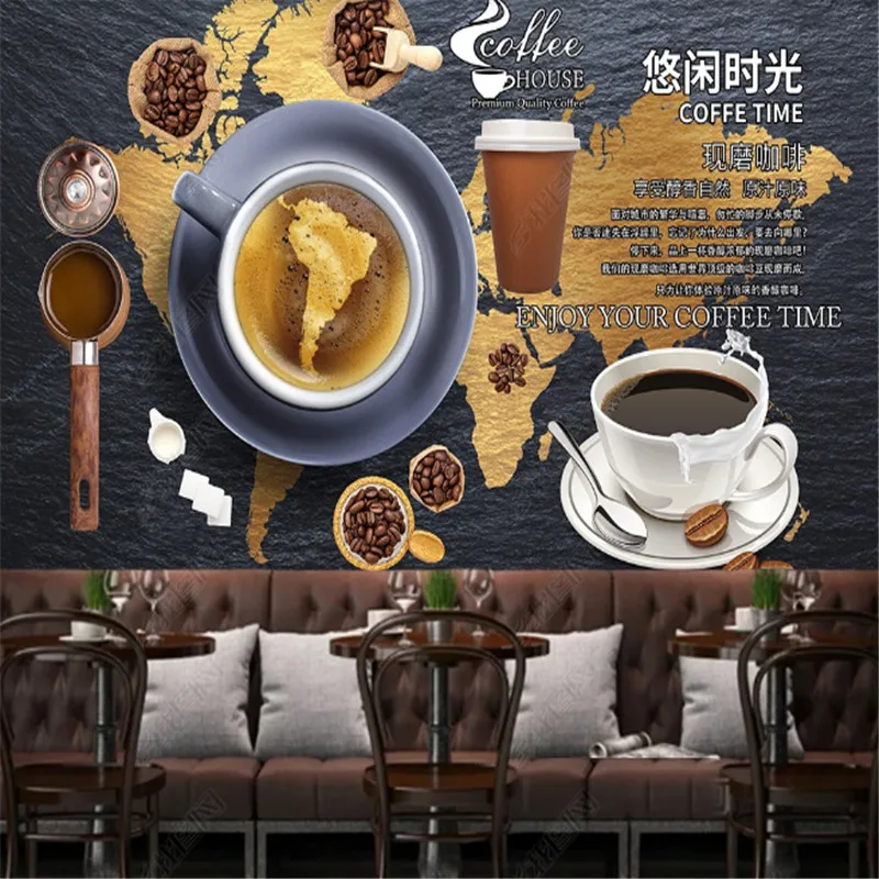 

Retro Coffee Shop Cafe World Map Restaurant Industrial Decoration Wallpaper Bar Background Wall Paper Mural Papel De Parede 3d