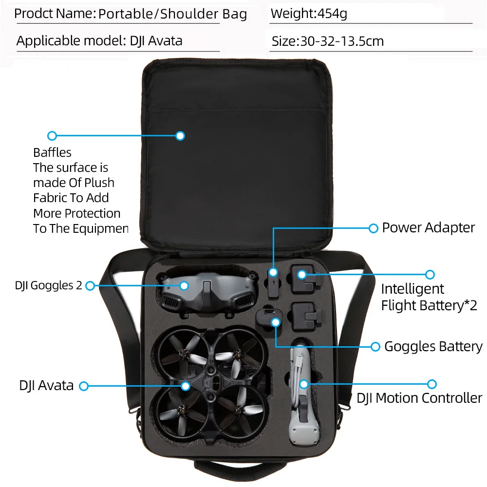 Drone Storage Bag For DJI Avata Organizer Shoulder Carrying Case Accessories