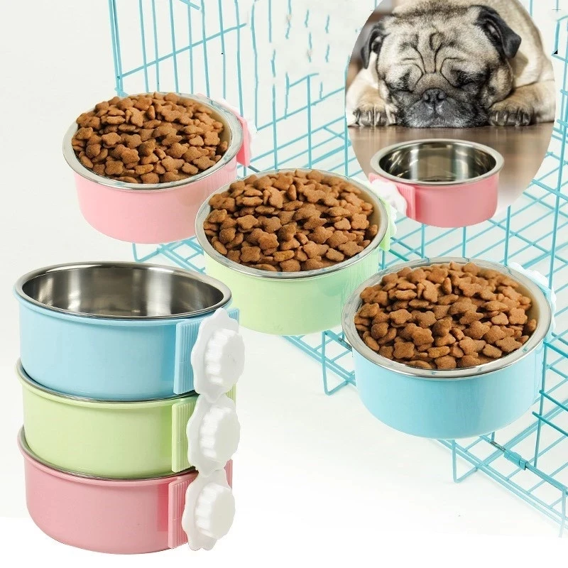 PetFeedingBowlHangingNonSlipCatsDogsFoodBowlsStainlessSteel