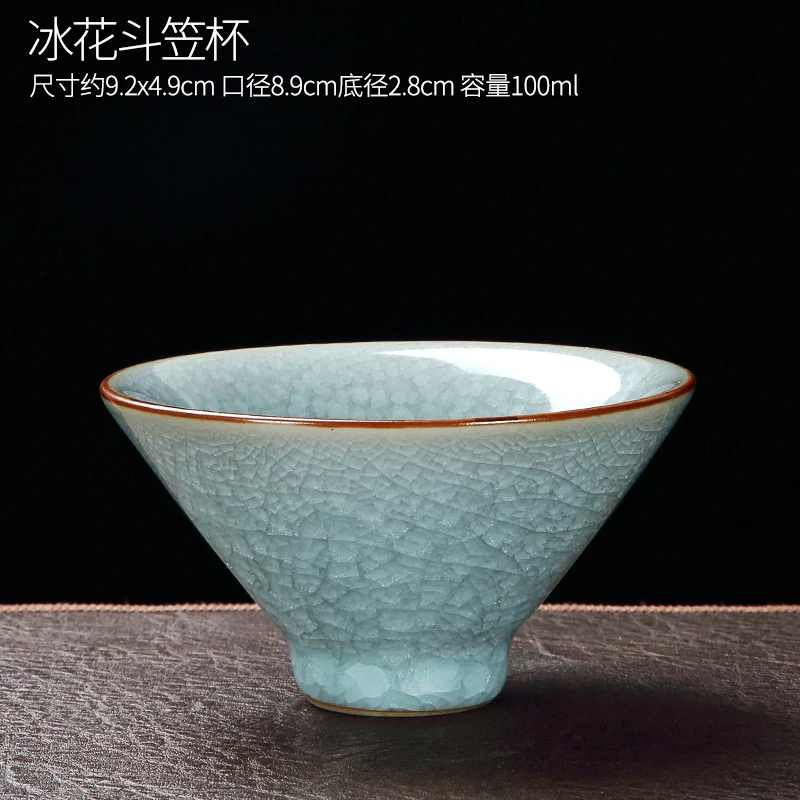 כוס תה גונגפו קרמית פרימיום, כוס יוקרתית מפורצלן יואו, כוס פרחי קרח לשימוש אישי, סט תה יוקרתי, מקור דהואה, עבודת יד