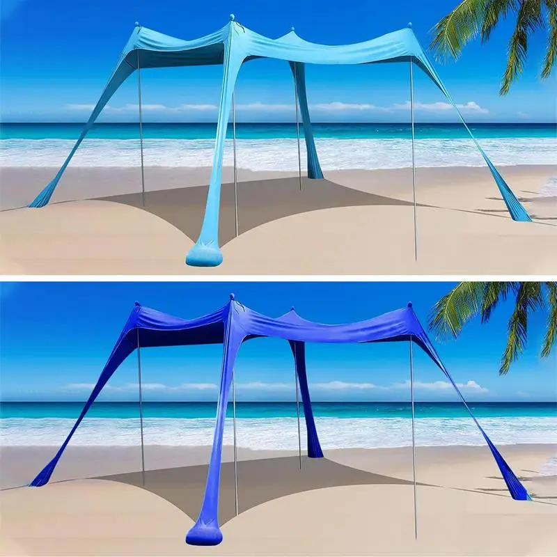 Tenda Da Spiaggia Regolabile Con Sacchetto Sabbia | Parasole Familiare UPF50+ Con 4 Picchetti - Ideale Per Mare, Parchi E Escursioni