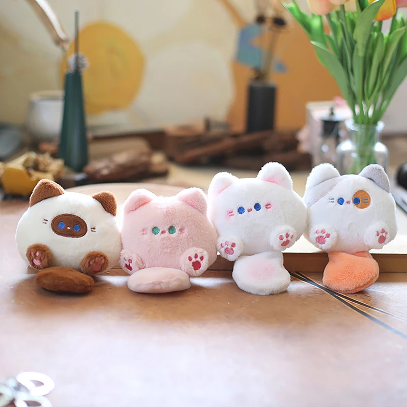 Cute Fur Ball Keychain Cat Soft Pompom Animal Tail Hair Ball Car Keychain Girls Toys Kids Gifts Accessories 2