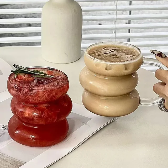 Ins-Tasse à Café en Verre Transparent à Degré Thermique, Latte, Jus, Petit Déjeuner, Lait, Café, Boire de l'Eau à la Maison, 450ml 1