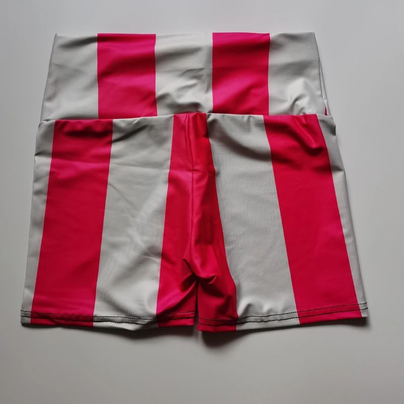 High Waisted Shorts for Women Cute White Harajuku Fashion Push Up Night Club Gym Cycling Striped Fitness Shorts Woman Summer