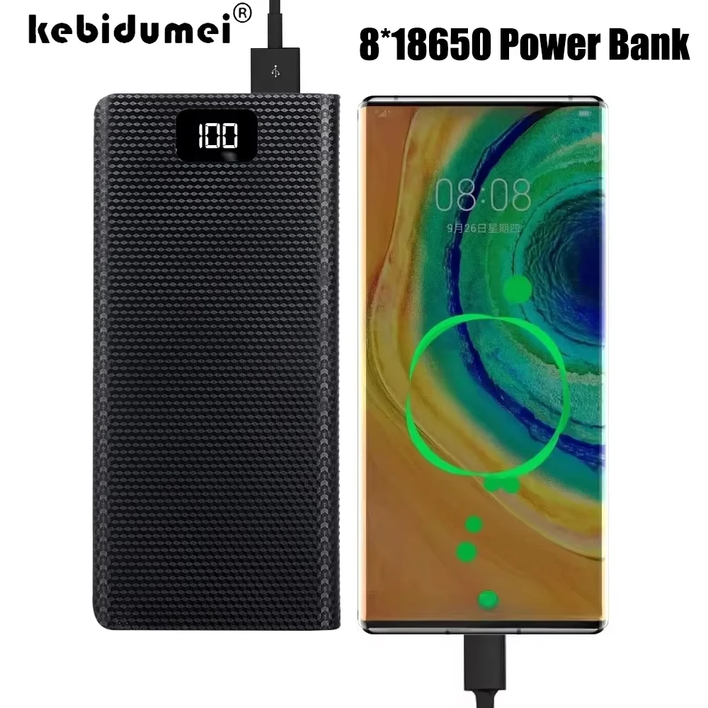 KEBIDUMEI Custodia Power Bank 8*18650 da 22.5W, Supporto Batteria Portatile USB Type-C a Ricarica Rapida per Telefono, Custodia per Batterie 18650