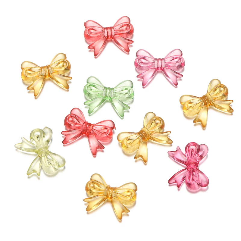 30Pcs/Lot 14x18mm Multicolor Transparent Bow Acrylic Bead