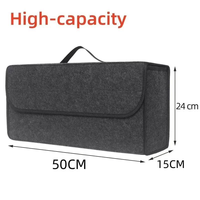Large Anti-Slip Boot Storage Organizer Soft Felt Car Trunk Organizer with Compartments Tool Bag Accessory for Vehicle