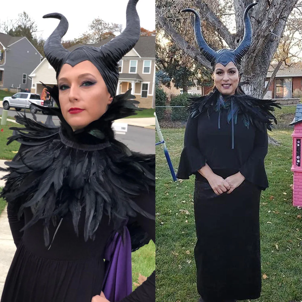 Hot Sale Halloween Party Costume Jolie Cosplay Headpiece Hat -Free Shipping Btrendy Genuine Latex Maleficent Horns Adult Women
