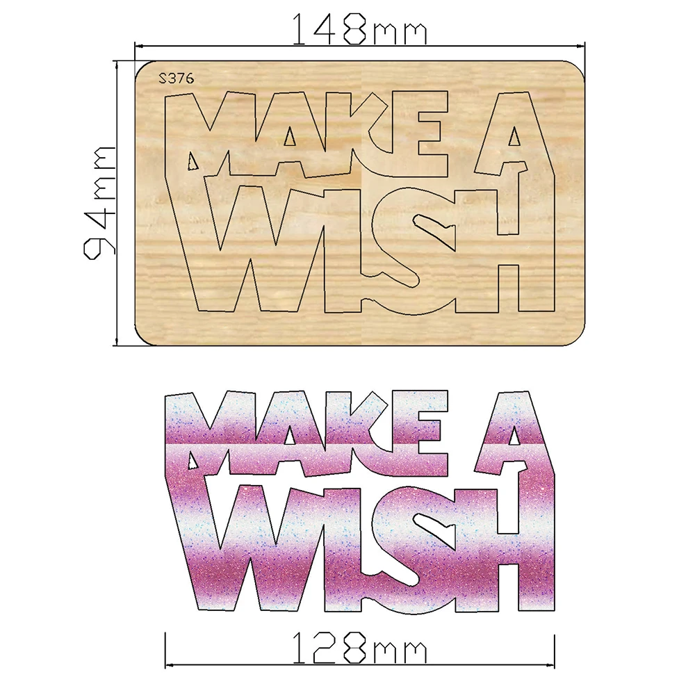 

Decoration make a wish Cutting Dies Wooden Suitable for Common Die Cutting Machines on the Market