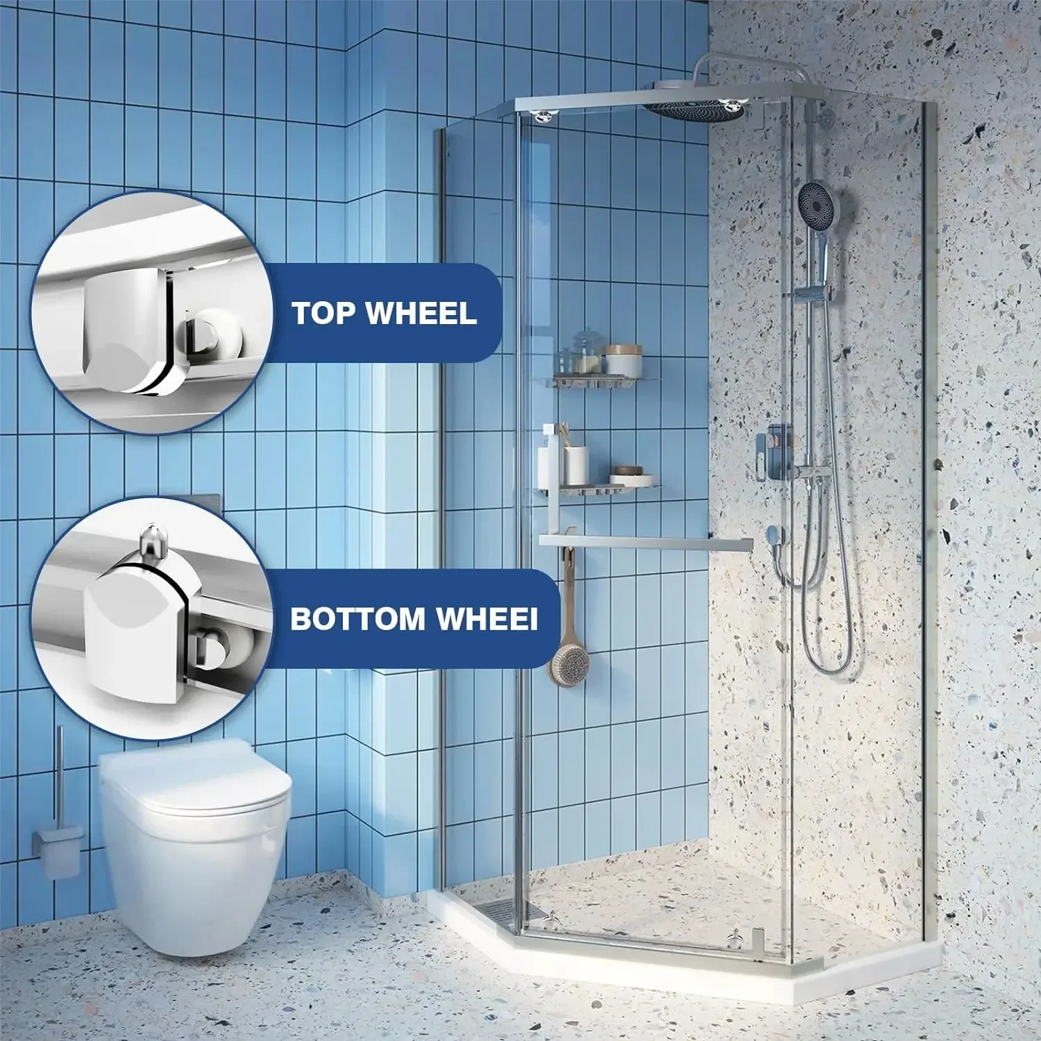 Shower Door Rollers 23mm Zinc Alloy Shower Door Wheels Curved Rollers Anti-Collision Block Bathroom Accessories