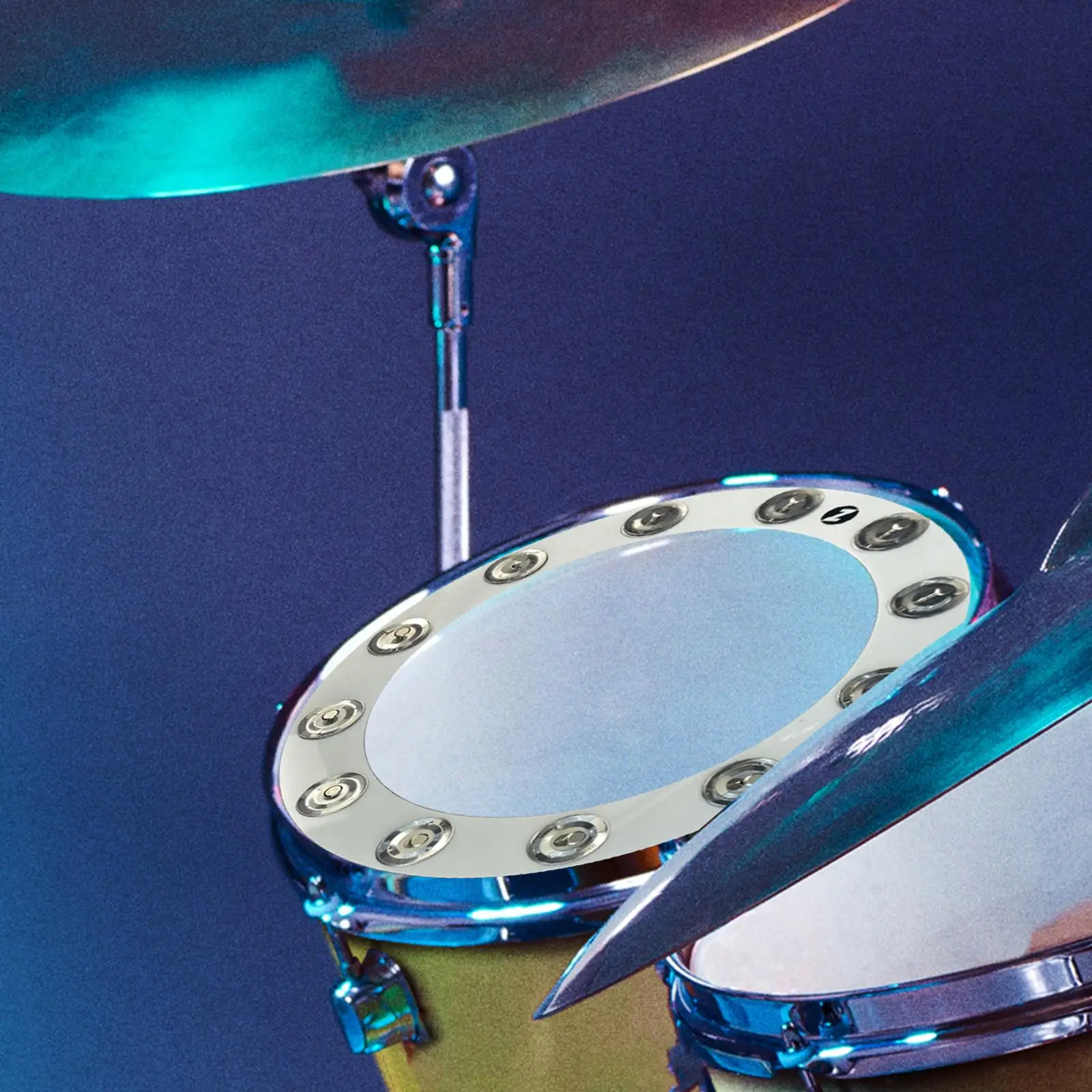 Bass Drum Tambourine Musical Instrument Drum Accessory DIY Stainless Steel 12 Single Row Bells Cymbals Ching Rings 13.78inch