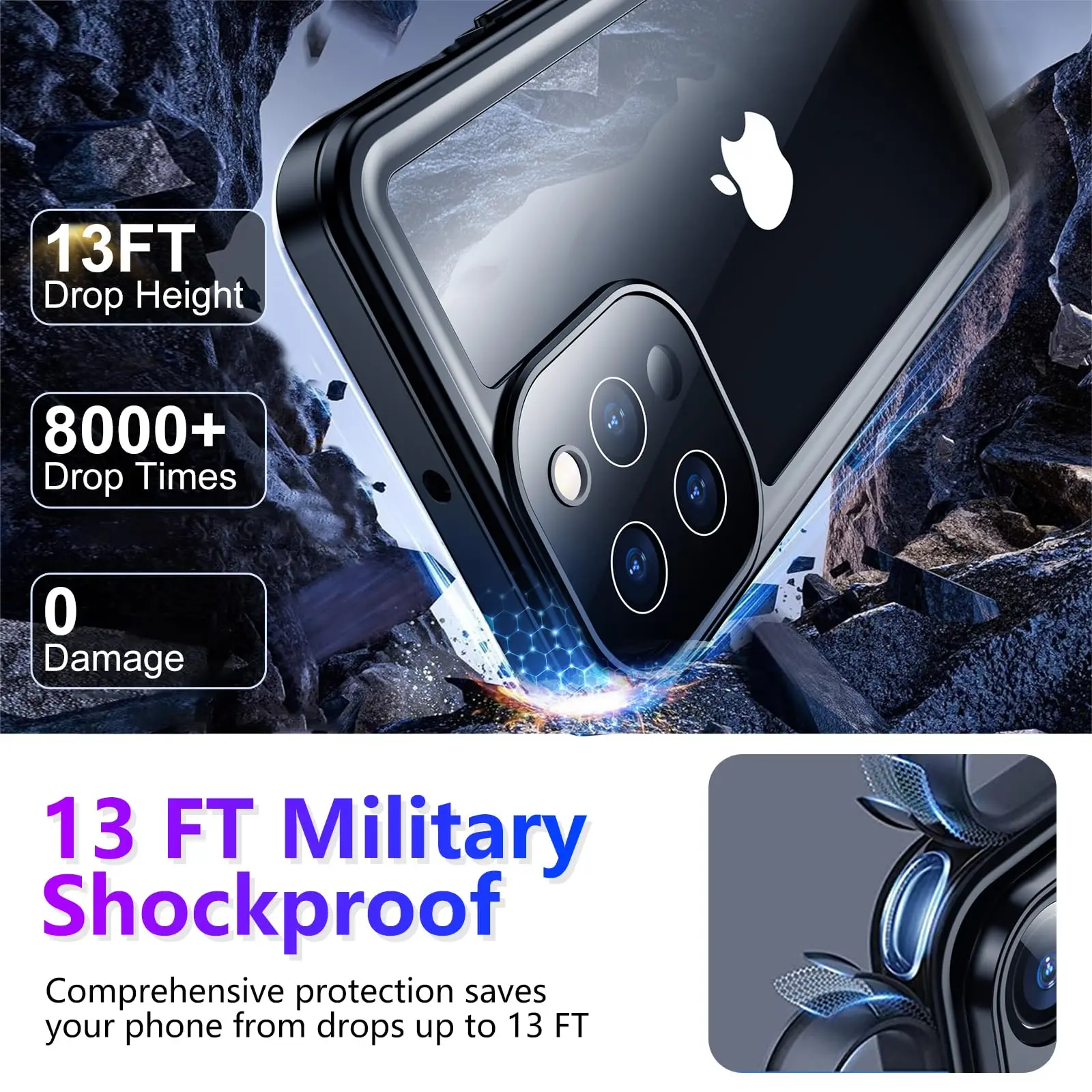 Enhanced Waterproof Phone Case - 360 Full Coverage Shockproof Dustproof IP68