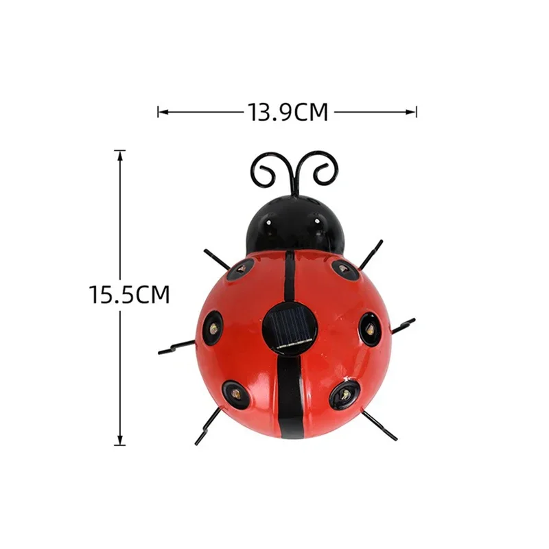 Waterproof Iron Solar Ladybug Lamp for Outdoor Garden Decor