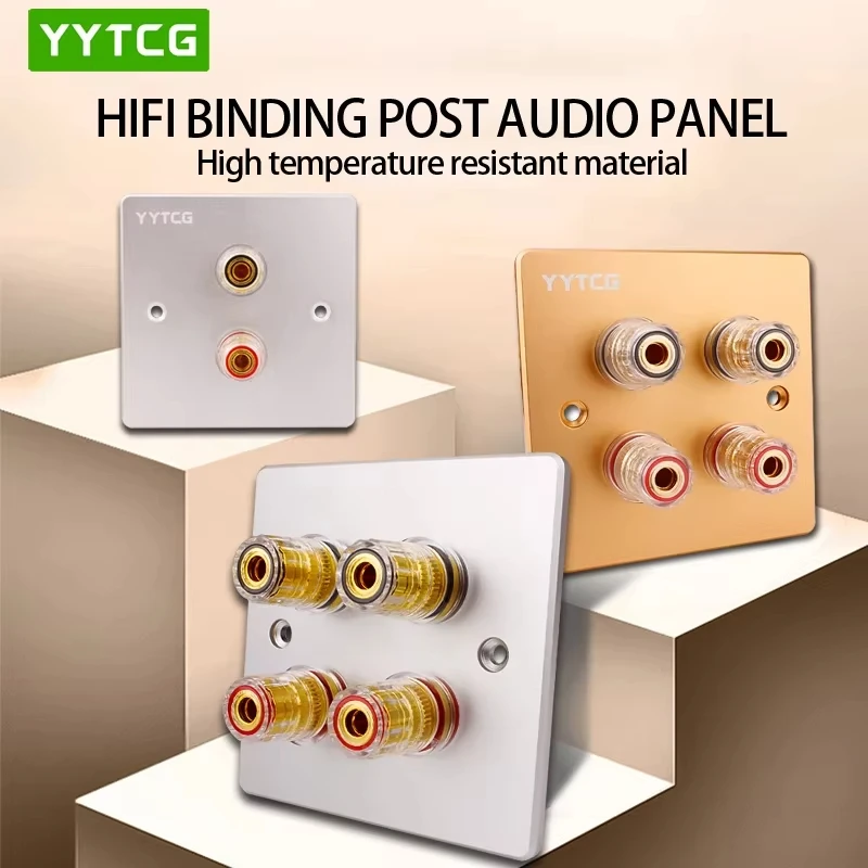 Premium Gold Binding Posts Wall Plate for Audio Speakers - No Soldering Required