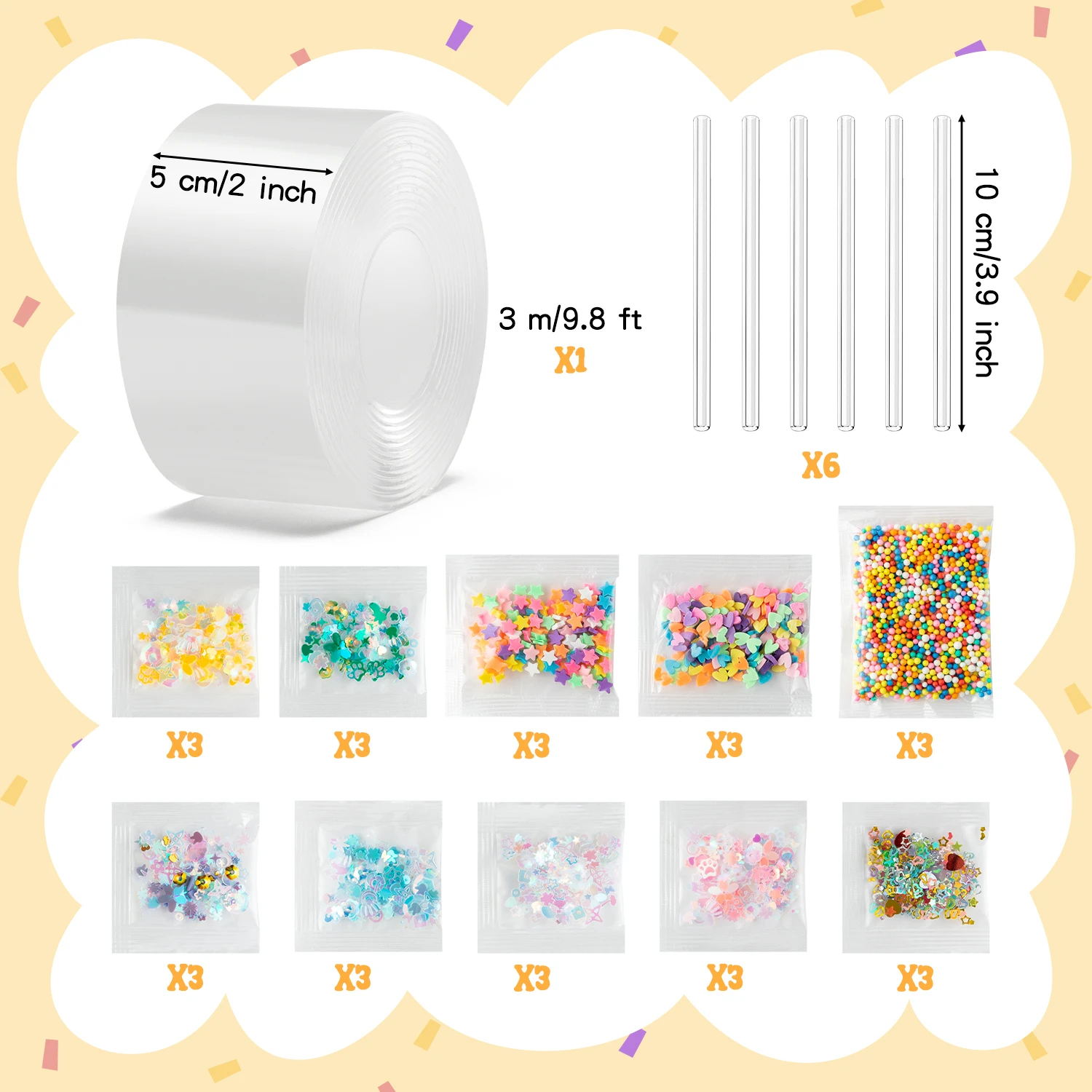37PC Nano Tape Double-sided Adhesive for DIY Craft Creative Pinch Toy Making Reusable Color High Sticky Nano Tape 2025 2