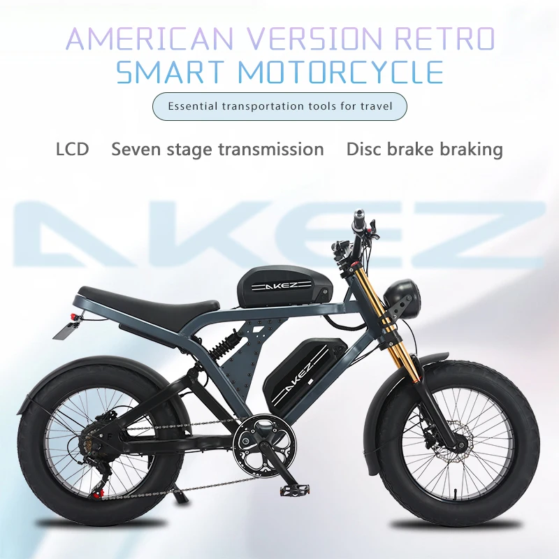 

AKEZ Electric Bicycle 48V 1500W Aluminum Frame Motorcycle EBike Hydraulic Brake High Performance Adult Motorcycle