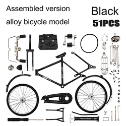 Mini Retro Alloy Bicycle Diecast Replica - Assembled Metal Bike Model (Black DIY 51pcs)