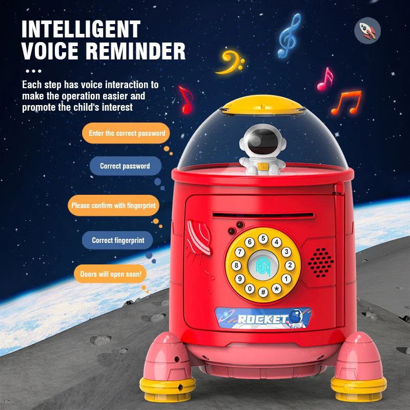 Electric Rocket Piggy Bank Toy Banks To Save Money Coin Kids Automatically Moneybox Puzzle Educational Toys for Boys Girls Kids 6