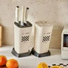 Cream-Style Kitchen Storage Rack: Multi-Functional Knife Holder with Drainage for Utensils and Knives 1