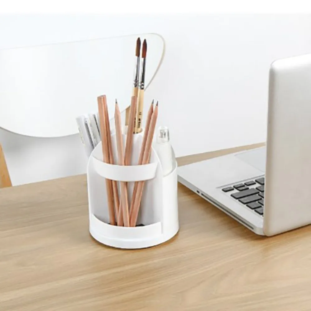 

Grid Division Rotating Pen Holder Organizer Smooth Without Burrs Large Capacity Office Stationery Case Plastic