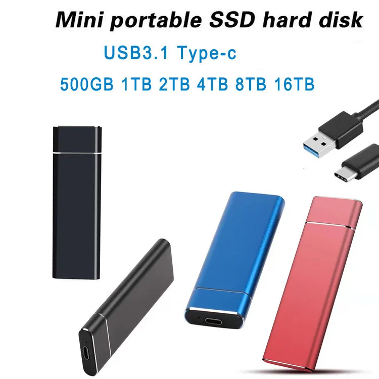 External 1TB Ssd High-Speed Solid State Drive Type-C/USB 3.1 Interface Portable Hard Disk for PC Laptop external hard drive solid flash drive