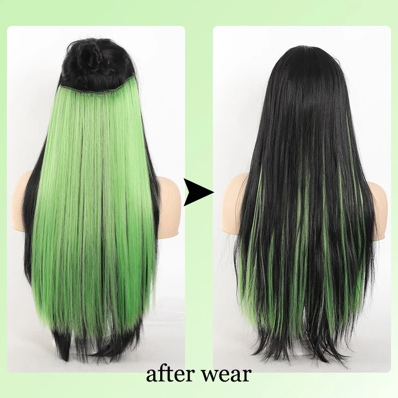 LUPU 20inch Hair extensions Wig Hair Clips Hair piece Synthetic Straight Hair Extensions with 4clips for Women Halloween Party