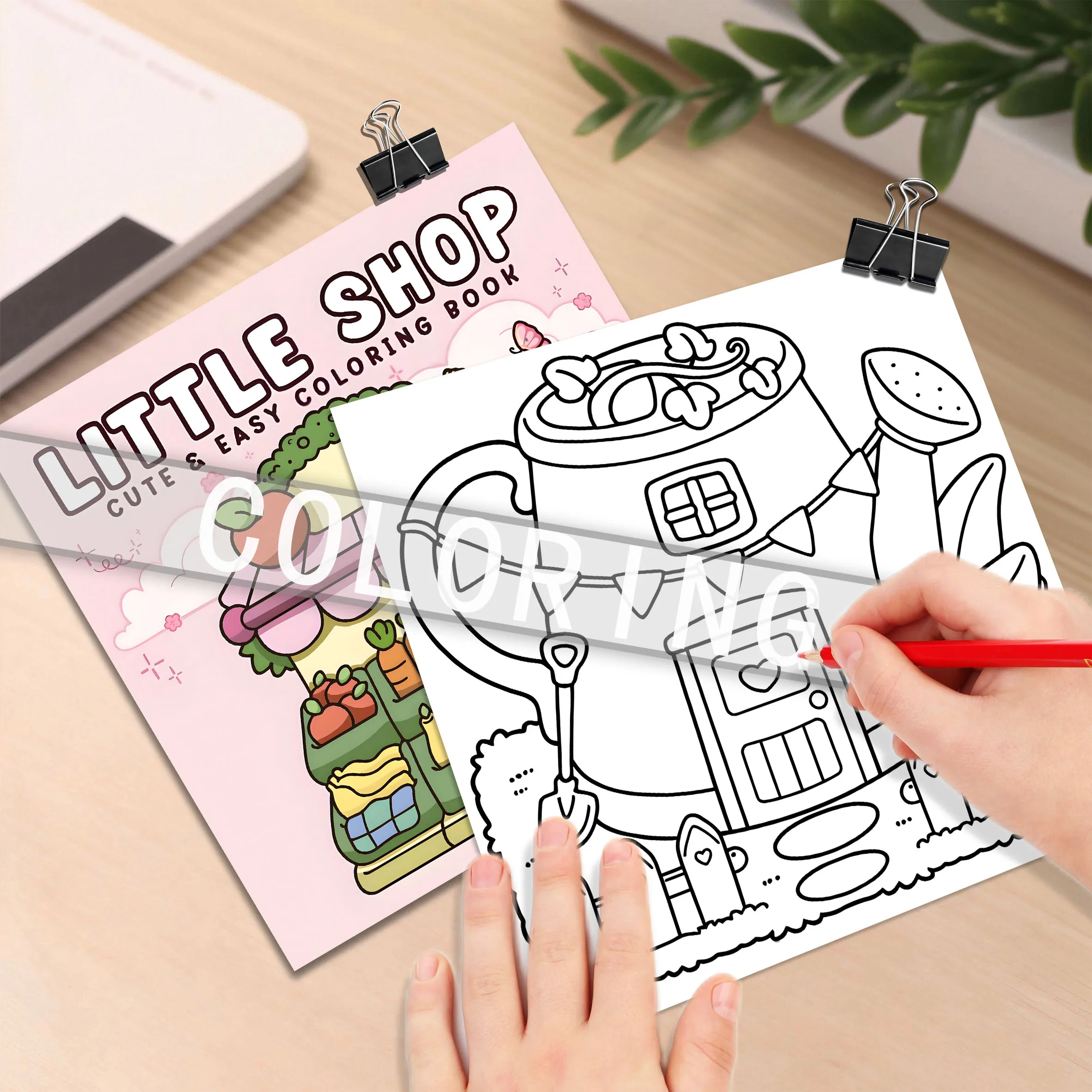 Picture Book Coloring Book - Cute Little Shops, Easy Coloring Doodles, 24 Pages of Fun and Creativity 4