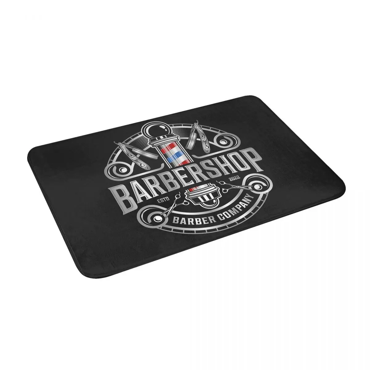 Barber Shop Sign Barbershop Doormat Soft Rug Non-Slip Welcome Mats for Home Kitchen Washable Bathtub Shower Mats Decorative
