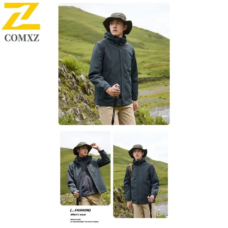 COMXZ Mens Thickened Jacket Mountaineering Windproof Warm Parka 2025 Luxury  Travel Lightweight Winter New Windbreaker