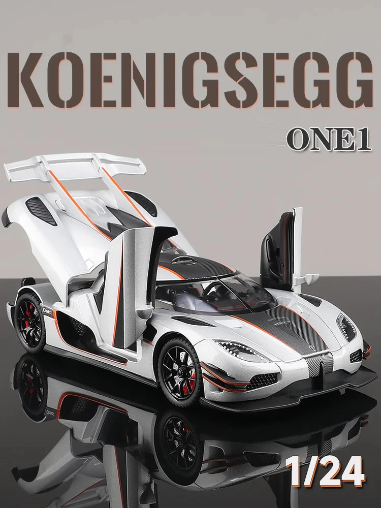 

Модель автомобиля Koenigsegg One из сплава в масштабе 1:24, имитация звука и фоторяда, игрушечный автомобиль, металлический спортивный автомобиль, коллекционные украшения для мальчиков, подарок