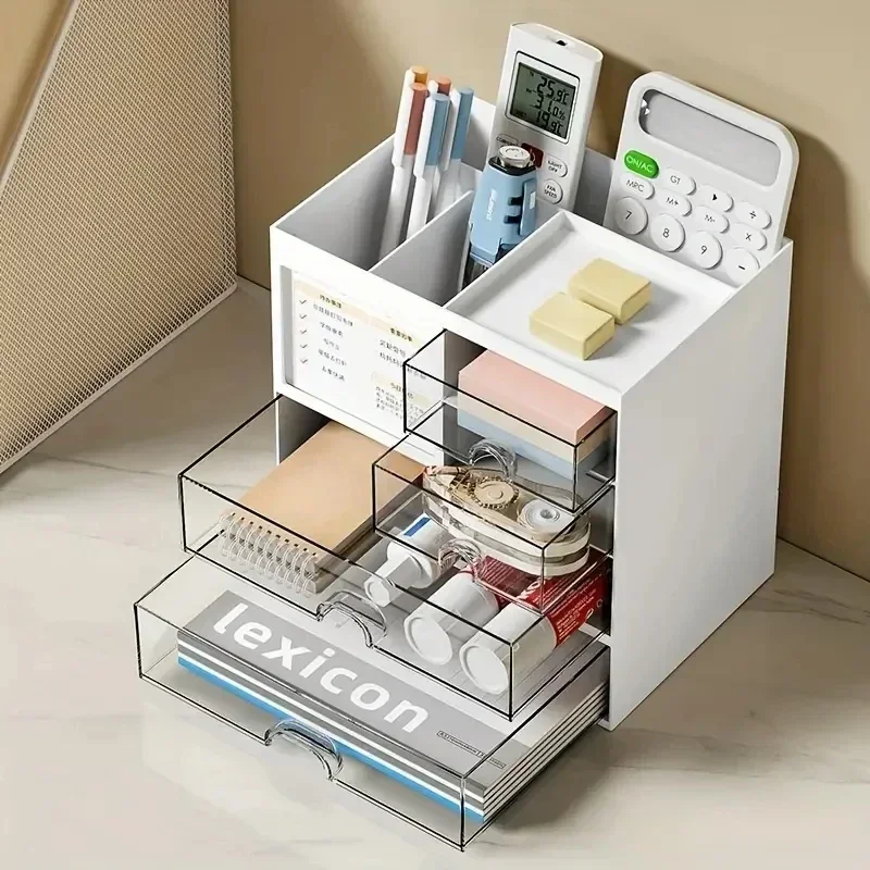 Desktop Storage Box Simple Drawer Desk Organizer Large Capacity Office Accessories Pen Holder Storage Box Stationery School