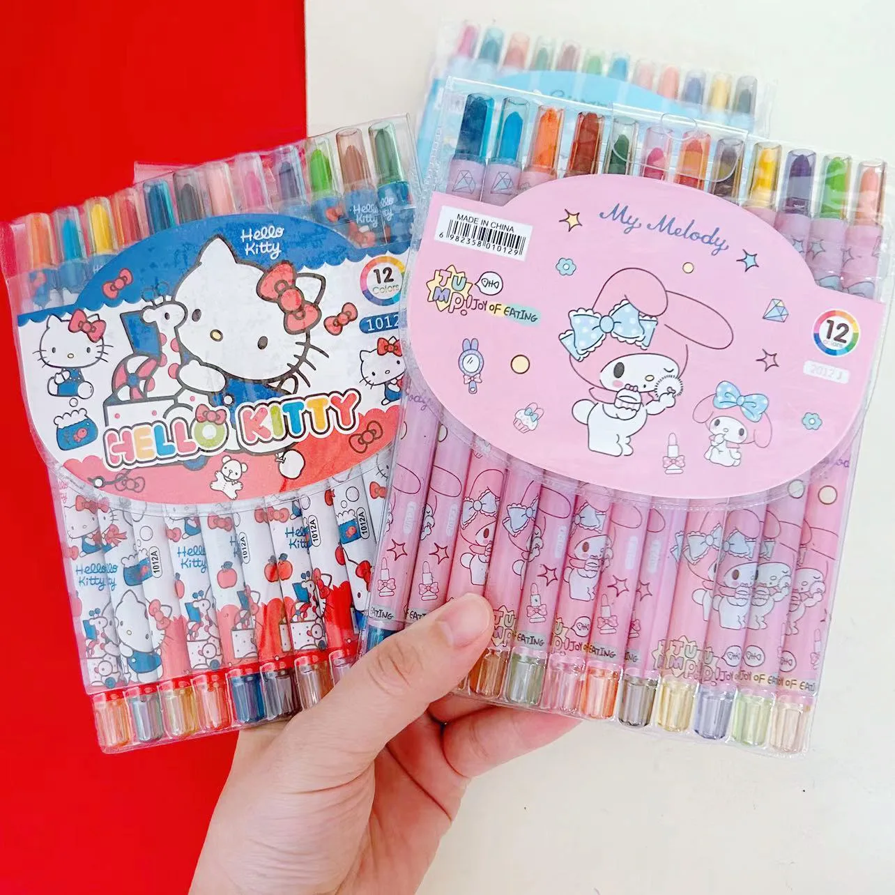 

Anime Sanrio Kuromi Hello Kitty 12 Color Paintbrush Oil Painting Stick Crayon Shin-Chan My Melody Cinnamoroll Girl Gift