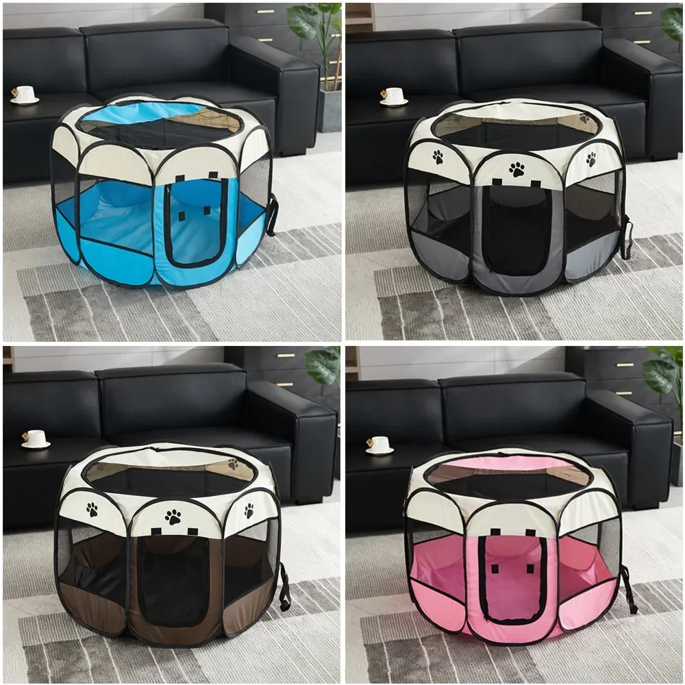 

Pet Dog Playpen Tent Crate Room Foldable Puppy Exercise Cat Cage Waterproof Outdoor Two Door Mesh Shade Cover Nest Kennel,