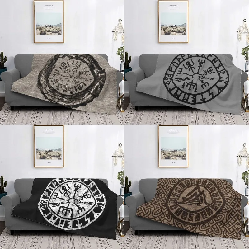 

Ouroboros With Vegvisir Blanket Soft Fleece Flannel Norse Dragon Viking Compass Throw Blankets for Sofa Travel Bedding Quilt