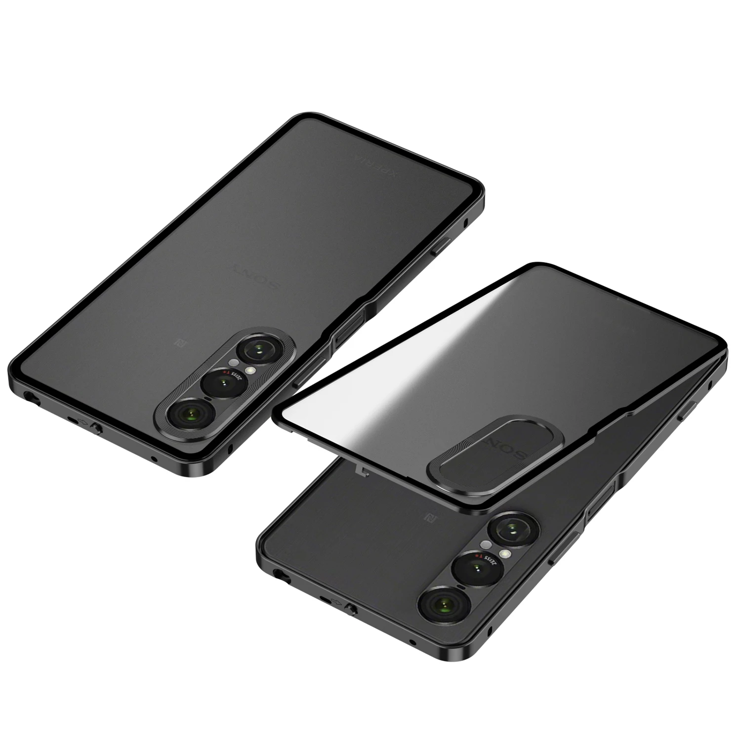 Shockproof Metal Phone Case with Aluminium Alloy Frame and Hard Matte Bumper Cover
