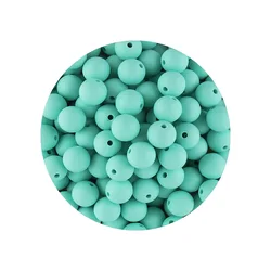 Vibrant Silicone Beads for DIY Jewelry Crafting - 50 Pieces, 12/15mm (Cyan)