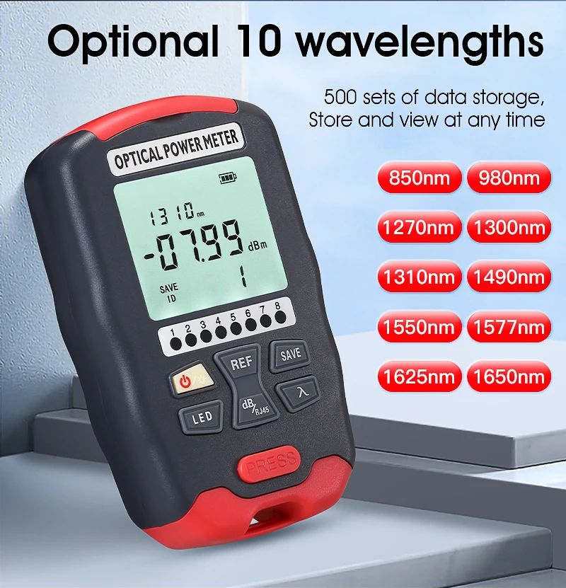 AUA-D7/D5/DC7/DC5 Handheld Mini Optical Power Meter OPM Optical fiber tester wit