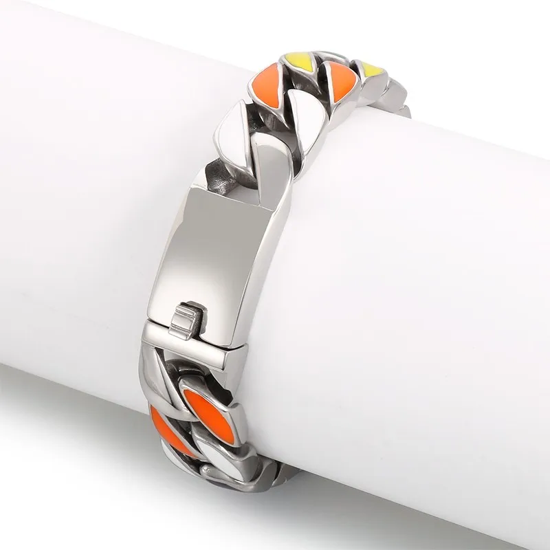 Fongten-男性用ステンレススチールカーブブレスレット、キューバ