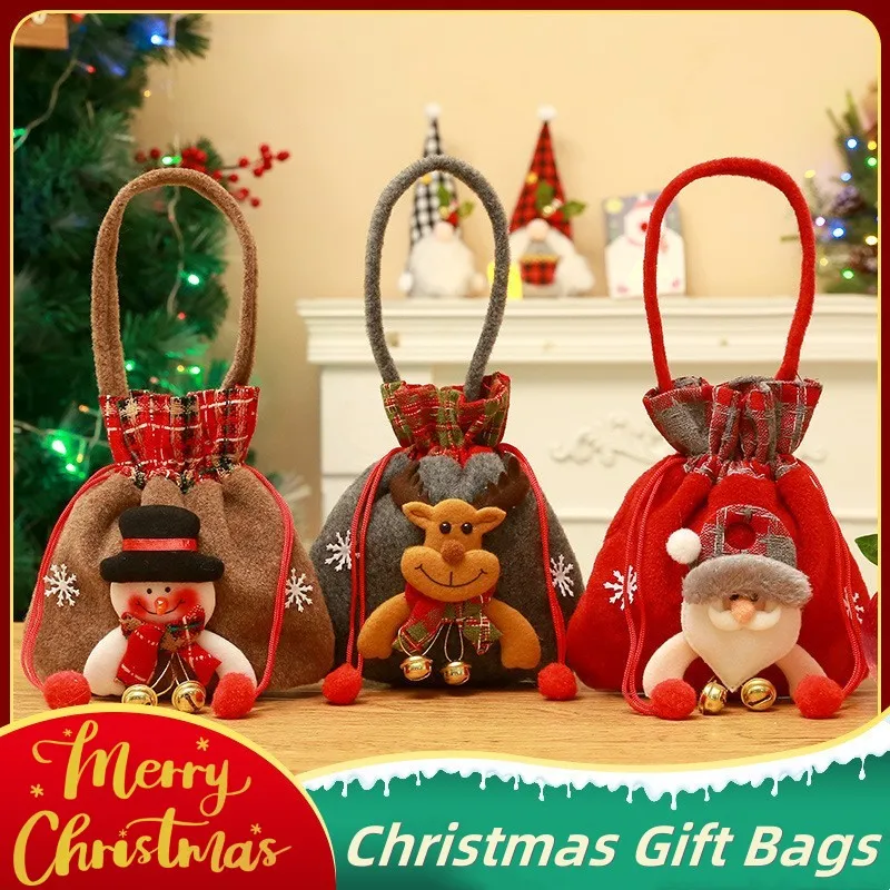 

Christmas Tote Bags Santa Claus Elk Gift Bags Christmas Gift Storage Bags Christmas Party Candy Bags for Kids Xmas Decorations