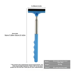 Compact Retractable Rearview Mirror and Windshield Wiper (Blue)