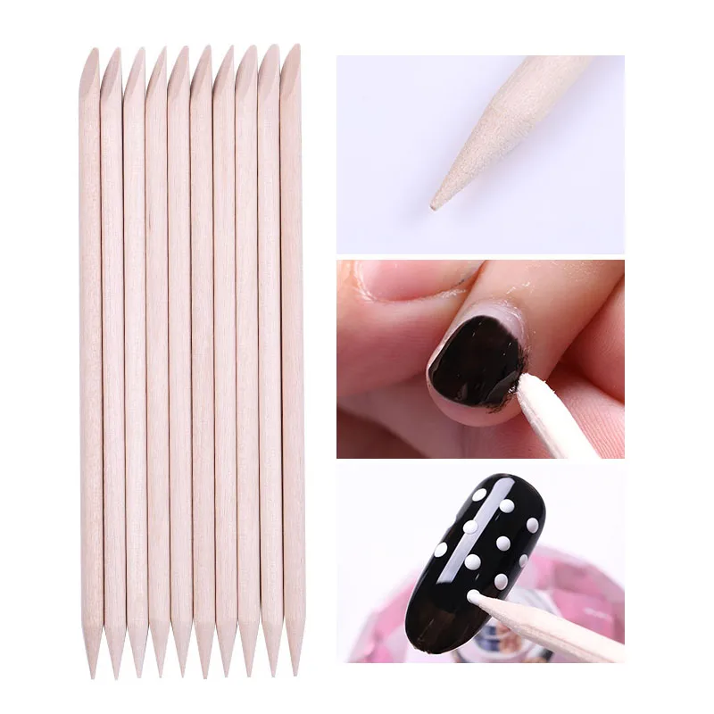 50/100 Wooden Cuticle Pusher Remover Nail Art Design Orange Wood Sticks